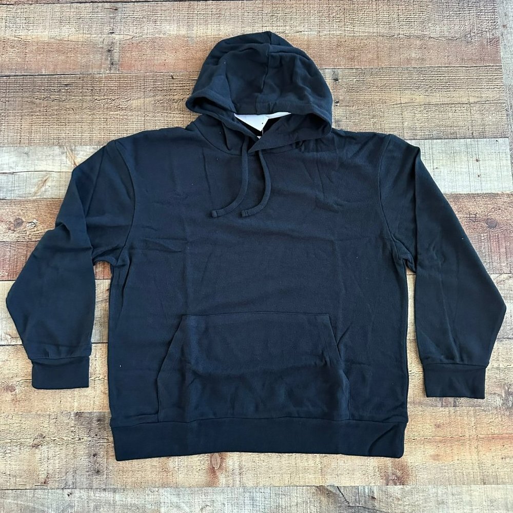 Topman knitted hoodie hooded pullover sweatshirt in black -M